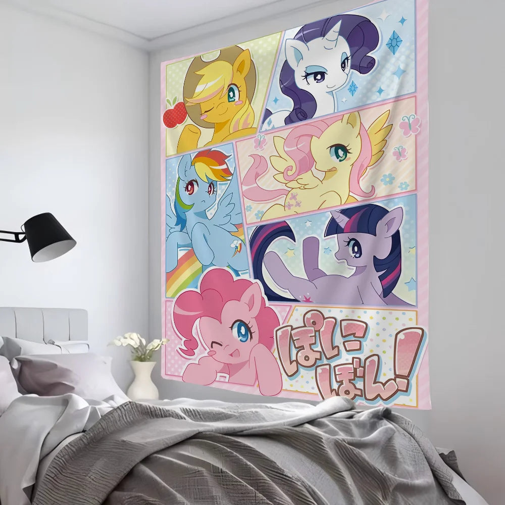 Tapisserie Licornes Colorées - Déco Murale Enfants Style Anime