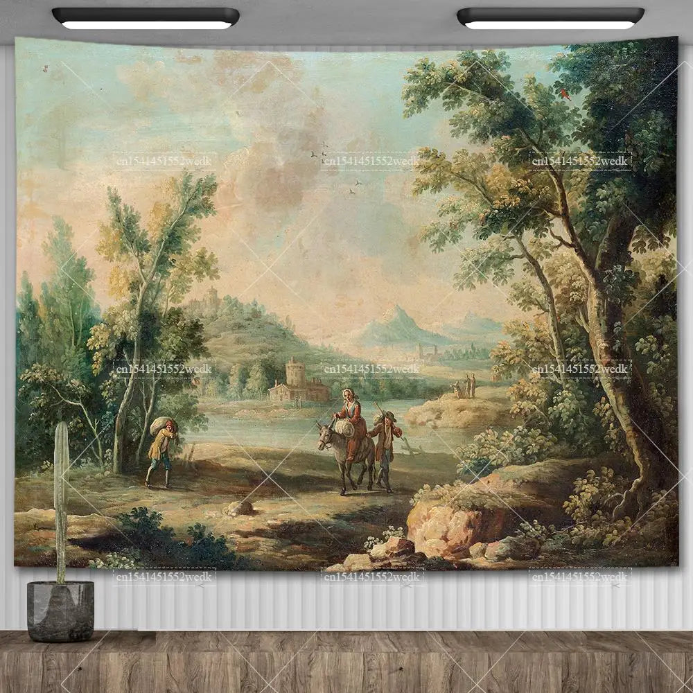 Tapisserie Murale Arbre Peint Vintage - Décoration Nature Salon & Chambre