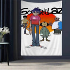 Tapisserie Murale Style Gorillaz - Tenture Art Cartoon Urbain, Décoration Murale Moderne