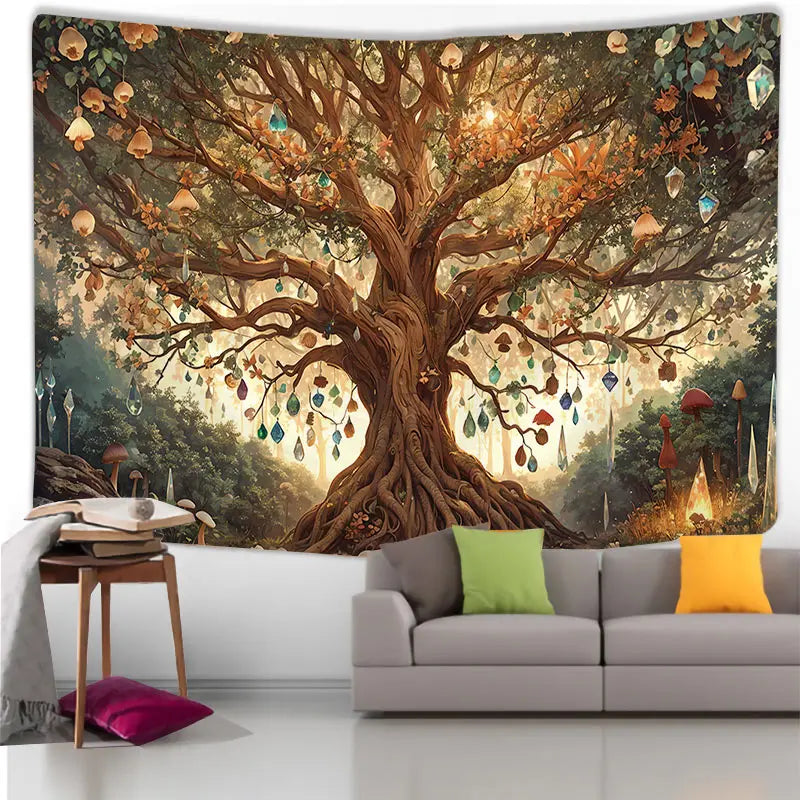Tapisserie Murale Arbre de Vie - Arbre Magique Illuminé & Décor Fantastique