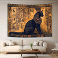 Tapisserie Murale Chat Egyptien - Art de l'Egypte Antique & Hiéroglyphes Dorés