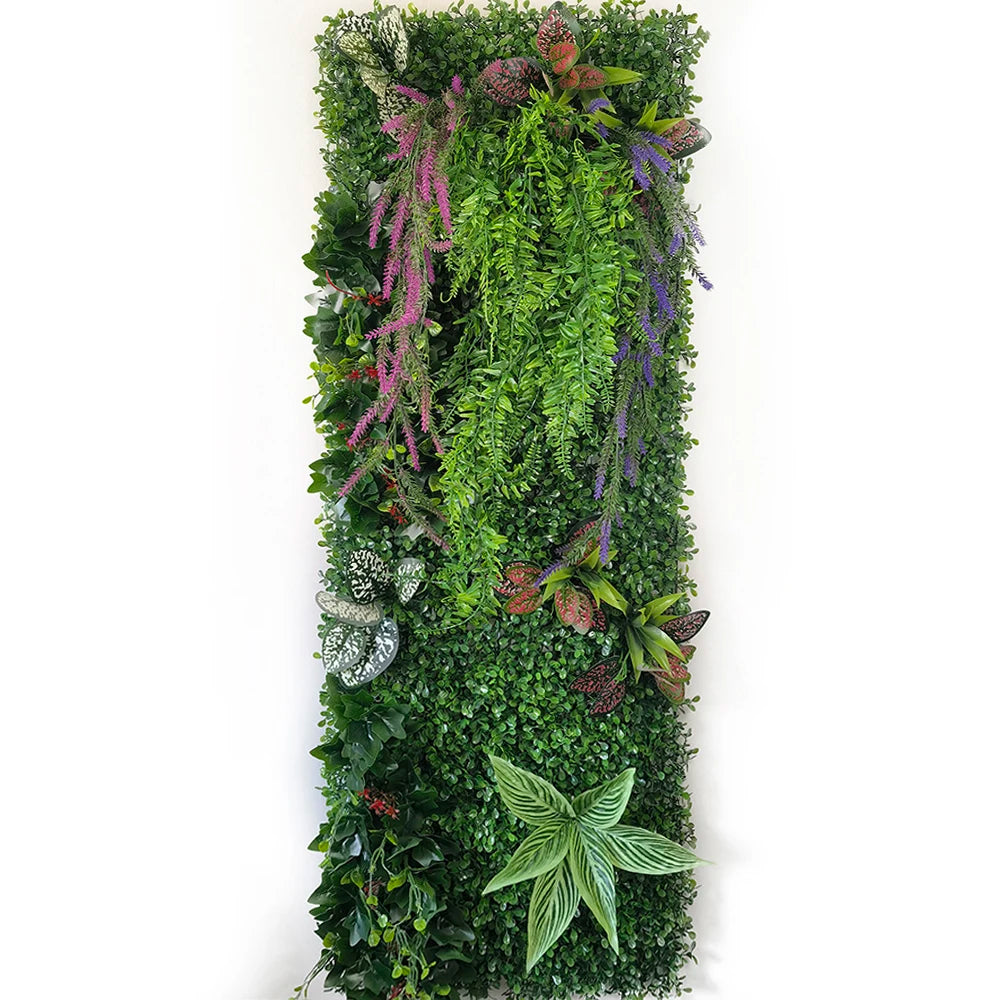 Mur Végétal Artificiel d'Intérieur - Jardin Vertical Décoratif, Feuillages & Fleurs - Décoration Murale Verte Premium