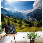 Tapisserie Paysage Montagne - Nature Sommets Enneigés