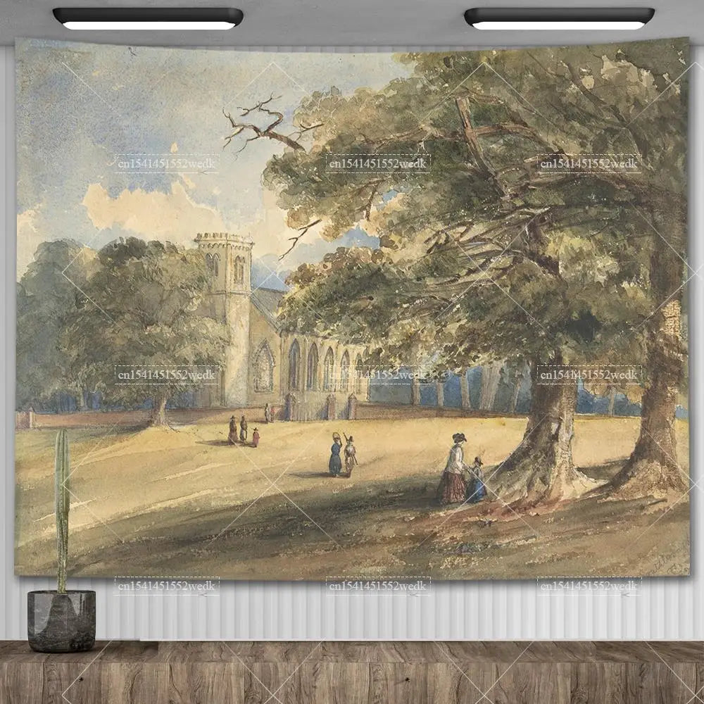 Tapisserie Murale Arbre Peint Vintage - Décoration Nature Salon & Chambre