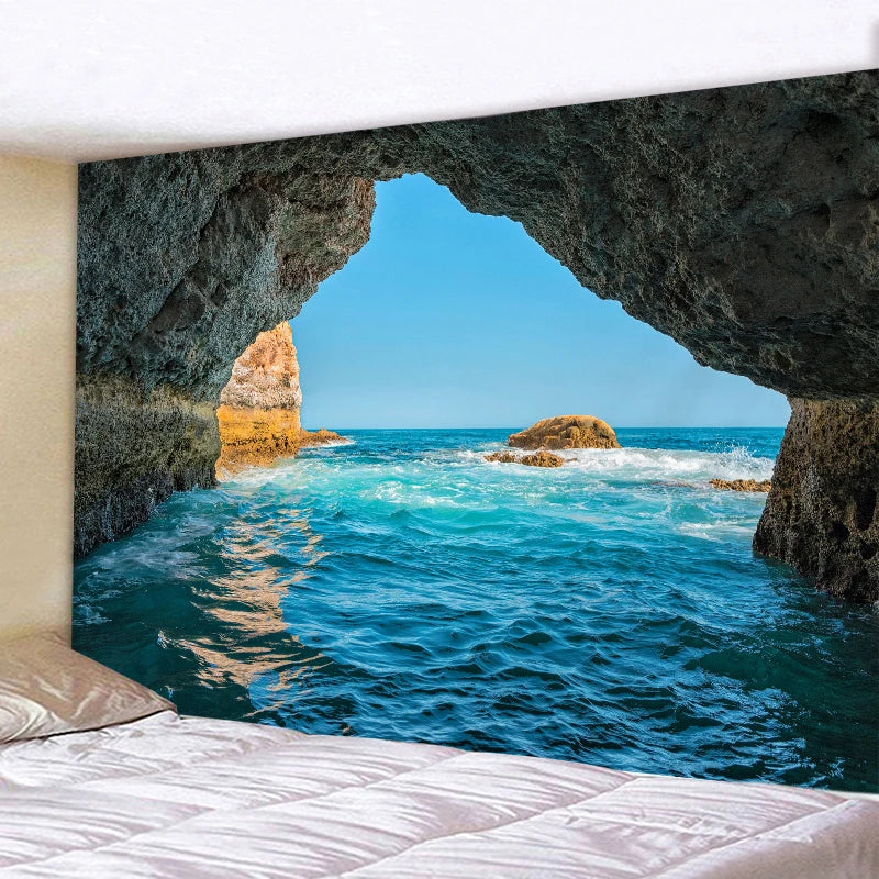 Tapisserie Murale Plage Surf - Décoration Tropicale avec Palmiers & Océan