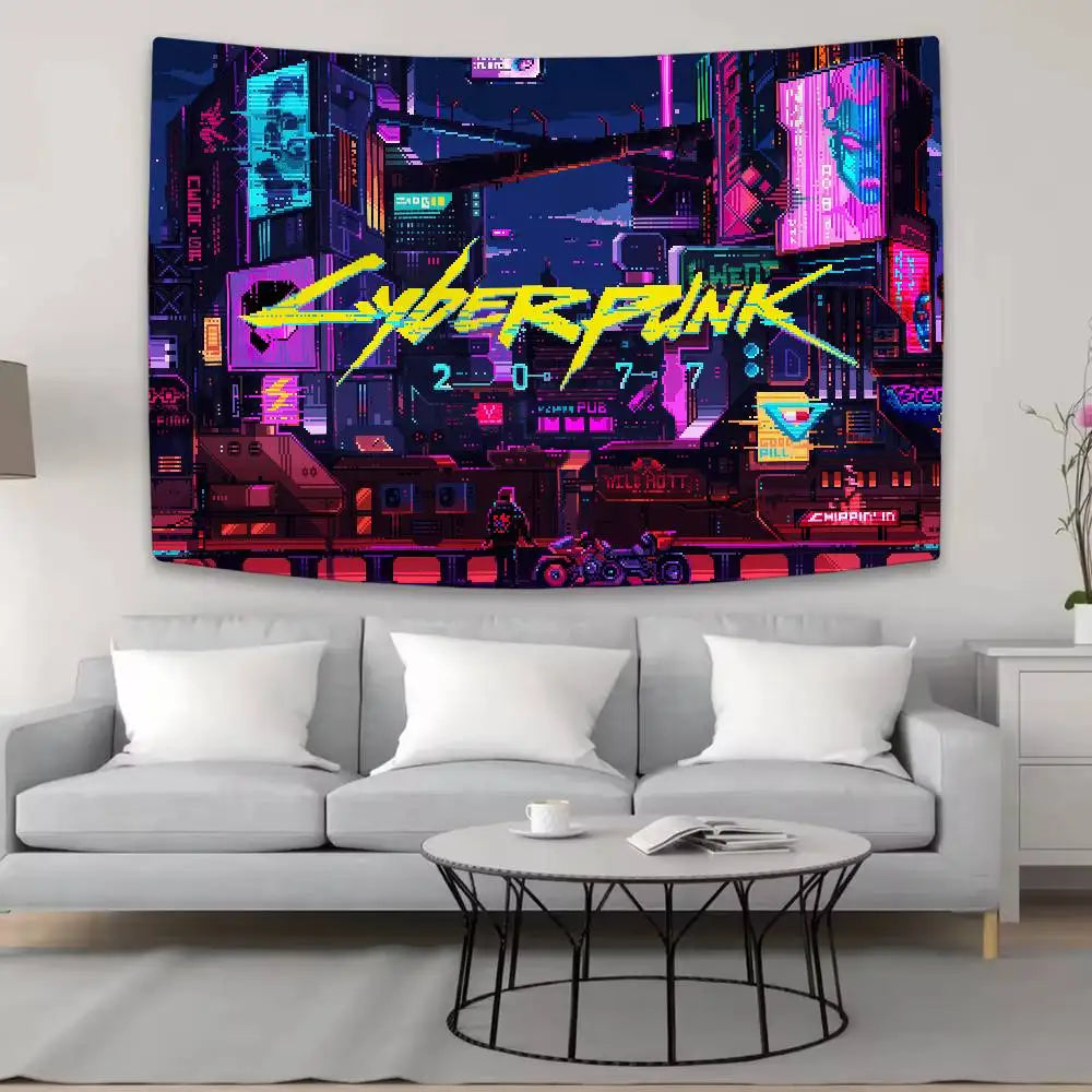 Tapisserie Cyberpunk 2077 - Décoration Murale Futuriste & Néon