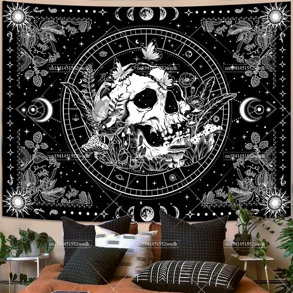 Tapisserie Murale Tarot The Lovers - Décoration Gothique & Mystique, Art Squelettes