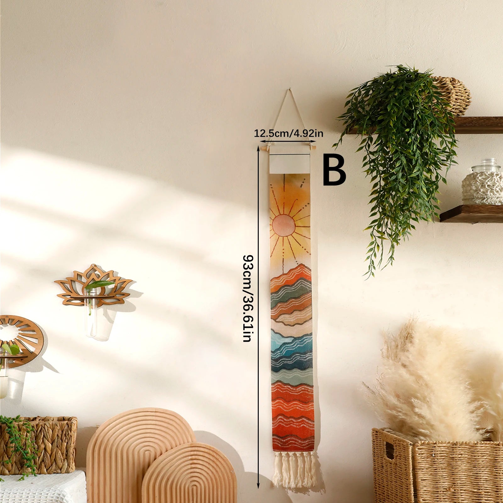 Tenture Murale Bohème Soleil - Décoration Abstraite Verticale