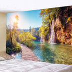 Tapisserie Murale Plage Surf - Décoration Tropicale avec Palmiers & Océan