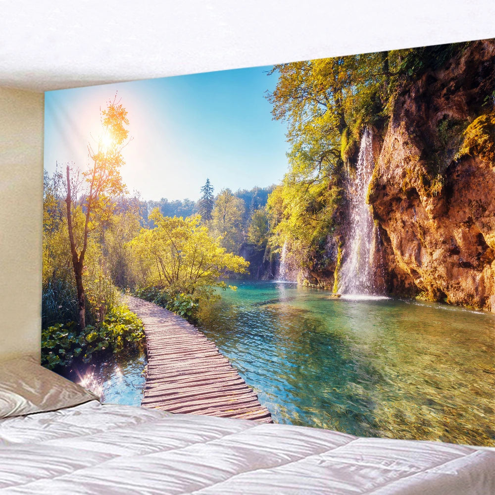 Tapisserie Murale Plage Surf - Décoration Tropicale avec Palmiers & Océan