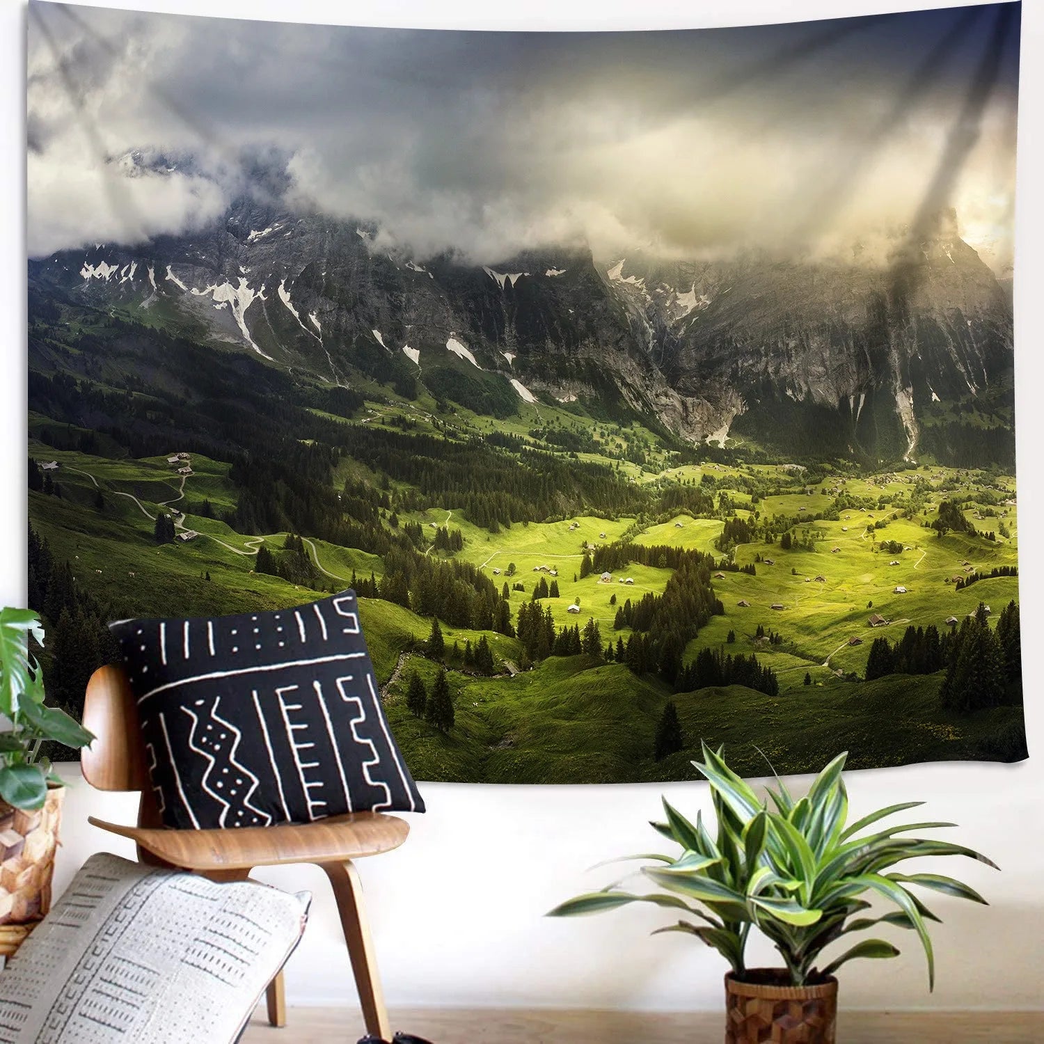 Tapisserie Paysage Montagne - Nature Sommets Enneigés