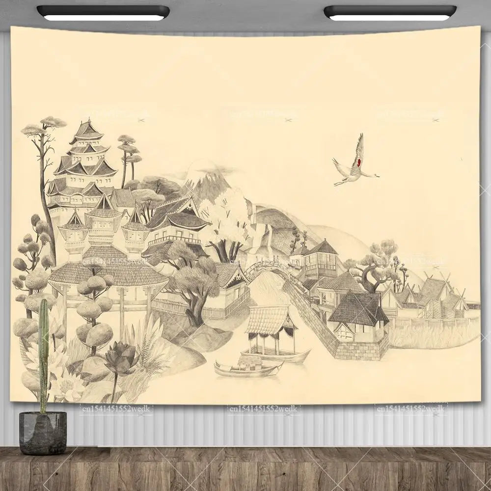 Tapisserie Murale Arbre Peint Vintage - Décoration Nature Salon & Chambre