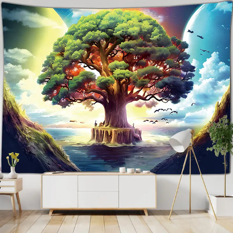 Tapisserie Murale Arbre de Vie - Arbre Magique Illuminé & Décor Fantastique