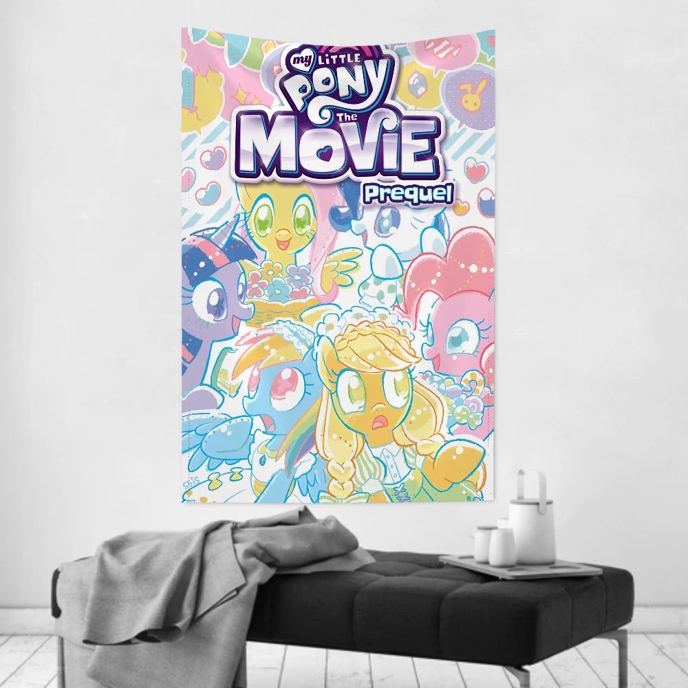 Tapisserie Licornes Colorées - Déco Murale Enfants Style Anime