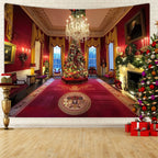Tapisserie Murale de Noël - Sapin, Bougies & Cadeaux - Décoration Festive Cosy