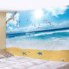 Tapisserie Murale Plage Surf - Décoration Tropicale avec Palmiers & Océan