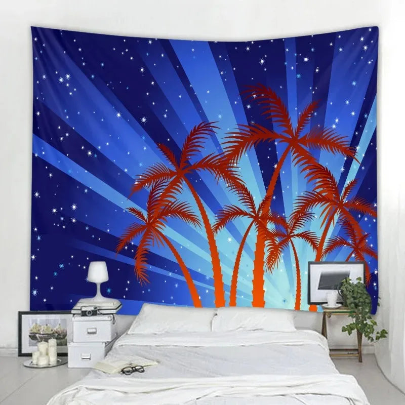 Tapisserie Murale Lune & Forêt Nocturne - Décoration Murale Mystique