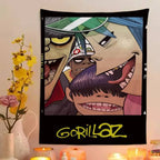 Tapisserie Murale Style Gorillaz - Tenture Art Cartoon Urbain, Décoration Murale Moderne