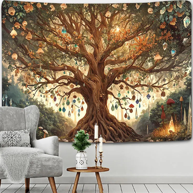 Tapisserie Murale Arbre de Vie - Arbre Magique Illuminé & Décor Fantastique