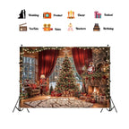 Tapisserie Murale Noël Chalet - Sapin Illuminé, Cheminée & Décor Cosy